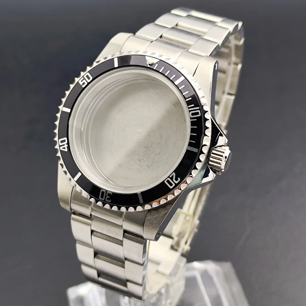 

39.5mm silver retro steel unidirectional rotating case fits for NH34 NH3 NH36 movements 28.5mm dial strap watch box accessories