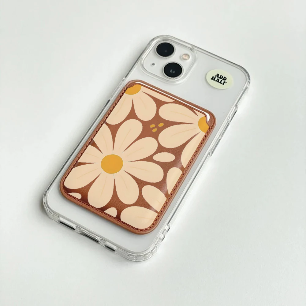 Blumen-Leder-Kartenetui Handyhülle Kartenhalter für Magnetische Hülle Geeignet für alle iPhones mit Magsafe-Kartenfunktion Rückseitentasche – Detail 5