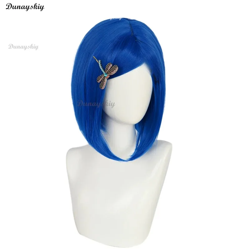 Coraline Cosplay mujeres niñas mujeres azul oscuro Bob pelucas coloridas Bob pelucas para Cosplay fiesta de Halloween personalizado