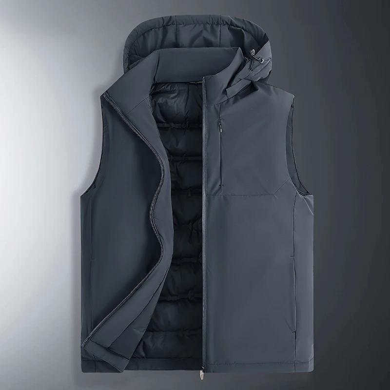 

Мужской пуховый жилет с капюшоном, легкий, теплый, осенне-зимняя верхняя одежда, без рукавов, из нейлоновой ткани, приталенный крой, молодежный стиль, для повседневной носки