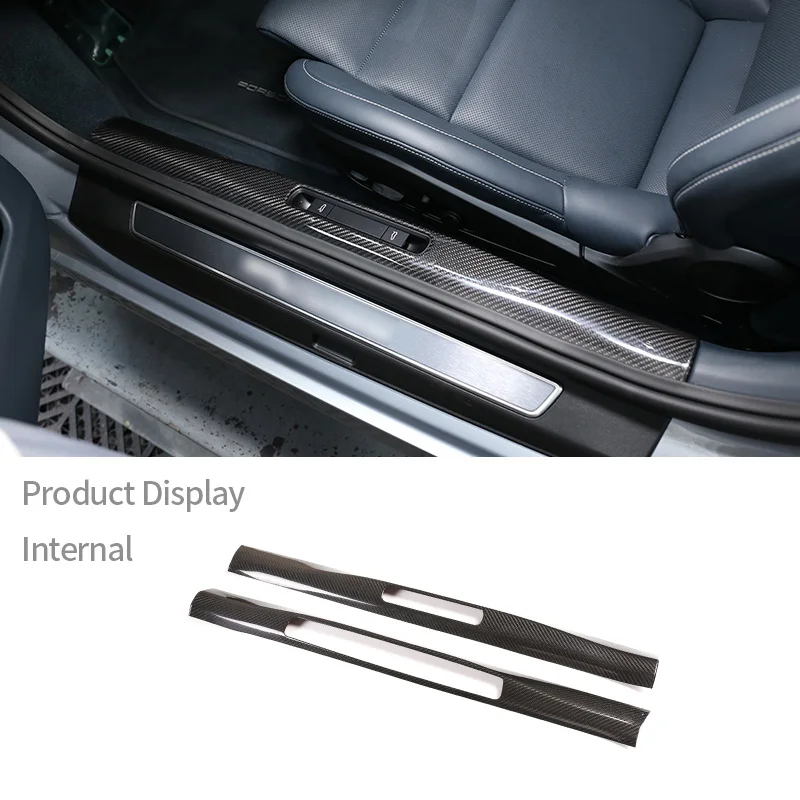 

For Porsche 911 992 2019-2022 Real Carbon Fiber Car Inner Outer Door Sill Dedicated Welcome Pedal Cover Scuff Plate Accessories