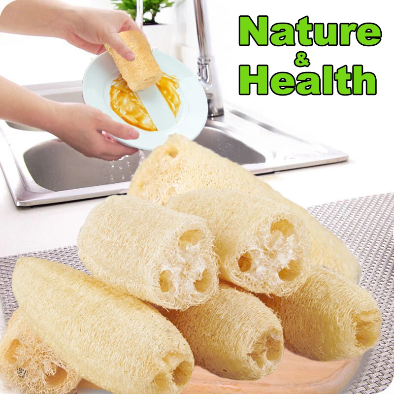 Esponja de Lufa Natural Multiusos, 1/3 Piezas, Herramienta de Limpieza para Cocina, Esponja para Lavar Platos, Esponja Larga para Ducha, Paño de Lufa para Fregar