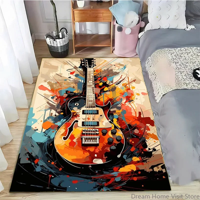 

Abstract Art Musical Instruments Rug Print Floor Mat Carpet for Living Room Bedroom Large Soft Carpet Home Children's Room Mat