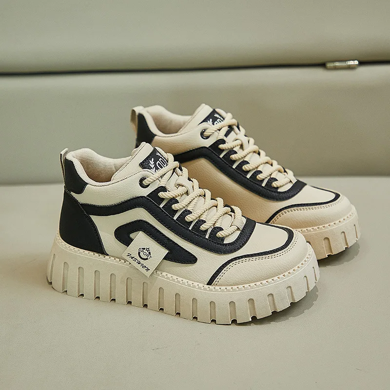 Spring & Summer Women High Shoes Fashion Girls Sneakers Thick-Soled Increase Breathable Sports Casual Size 35-40