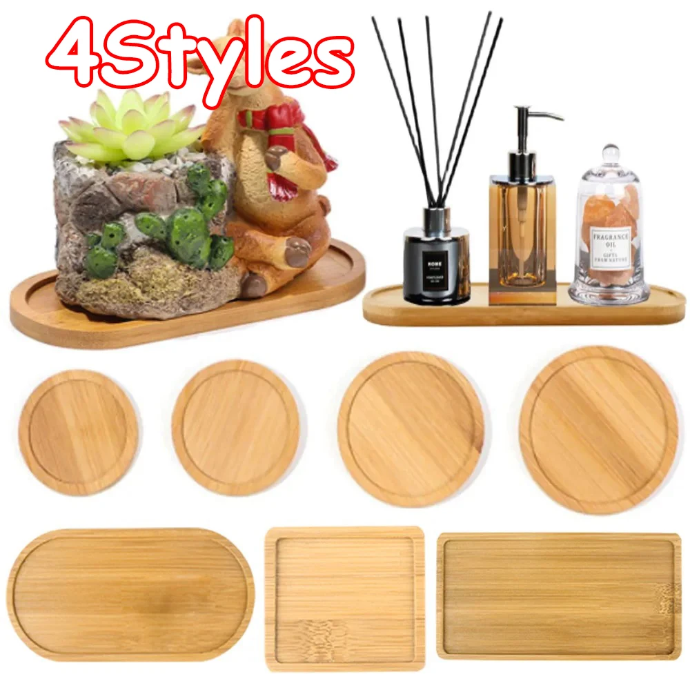 Wooden Soap Dispenser Tray Vanity Countertop Bottles Organizer Holder Round Square Candles Jewelry Storage Tray for Bathroom