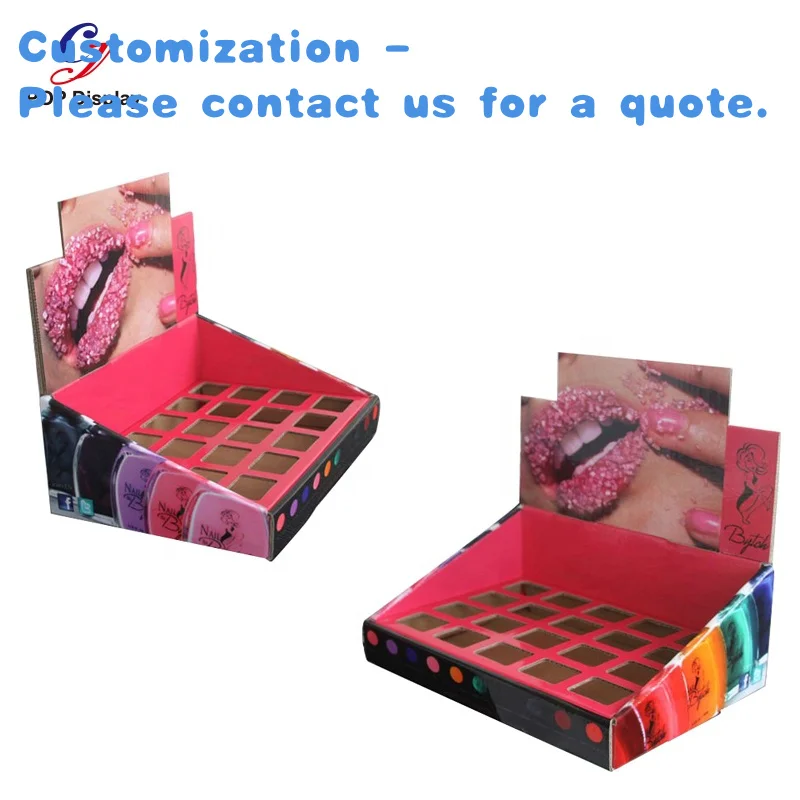 

custom.Customer Printing Cardboard Retail Countertop Display Makeup Lipstick Cosmetic Counter Paper PDQ Display With Di