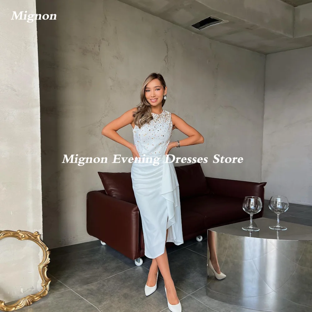 

Mignon Chiffon Mermaid Scoop Neckline Sequins Ruffle Prom Gown Tea-length Elegant Formal Evening Party Dress for Women 2023