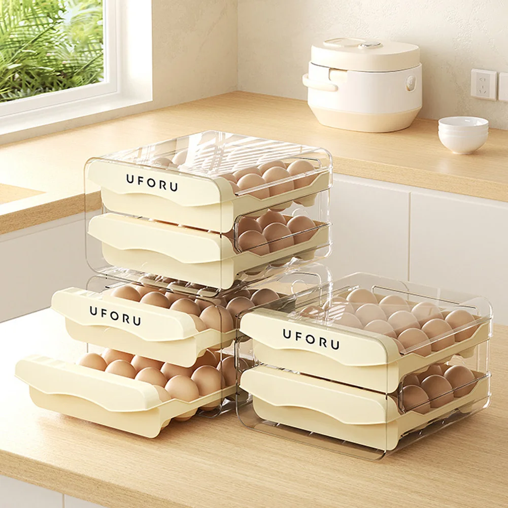 

Egg Freshs Storage Box With Double Layer Durable Stable Egg Freshing Carrier Kitchen Accessories