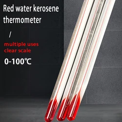 1PC 0-100℃ Glass Thermometer Home Water Oil Temperature Test  Red Water Filled Thermometer Glassware For Chemistry Lab School