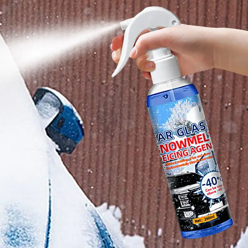 Spray anti-gelo para carro, Spray De-Icer, Vidro de janela, Remoção de gelo, Desembaçador de pára-brisa, 260ml