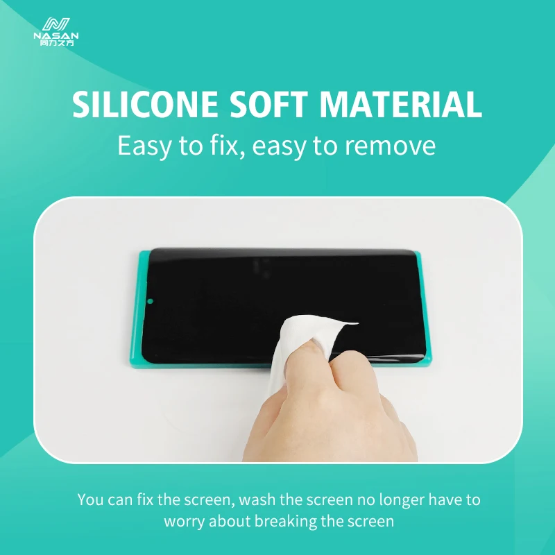 NASAN-Non-Slip Soft Silicone Pad para Celular, Vidro Curvo de Tela, Limpeza de Cola OCA, Reparação de Laminação, Sucção, Universal