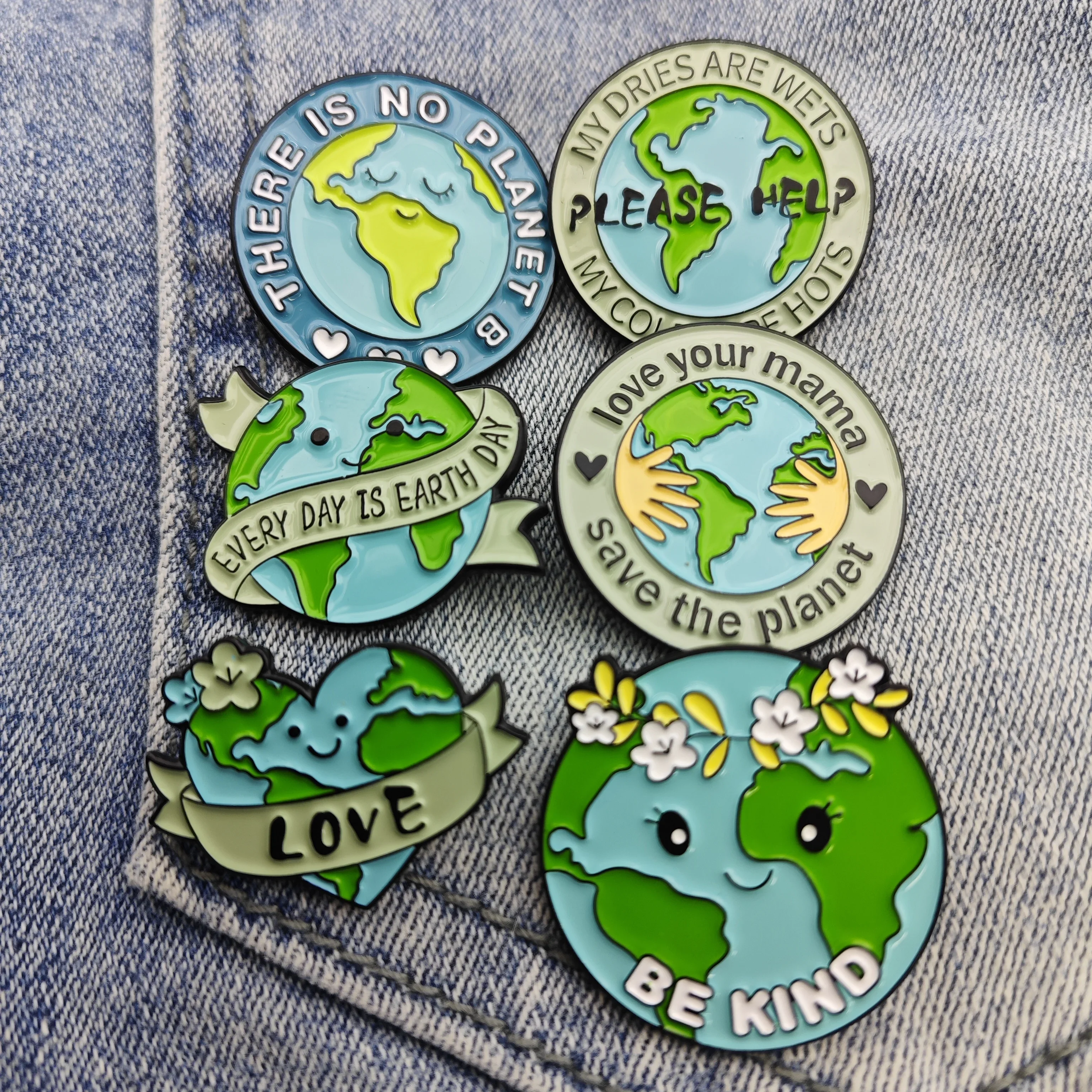 Globe Enamel Pins Cartoon Save Water Brooch Protect Gift Wholesale Save The Planet Brooch Environment Accessories Ecology Badge