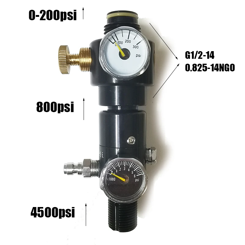 Tank Cylinder Regulator Bottle Valve Adjustable Compressed Air Output Pressure 0-200psi Diving Mountain Climbing