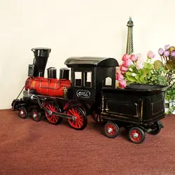 Modelo de tren de hojalata, locomotora de vapor antigua de estilo antiguo, adornos