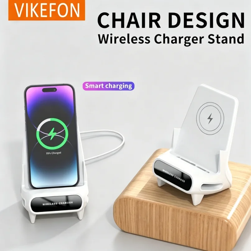 

Wireless Charger With Speaker Desktop Phone Holder Stand For iPhone 16-12 Pro Max Samsung S25 S24 Xiaomi Smart Charging Station