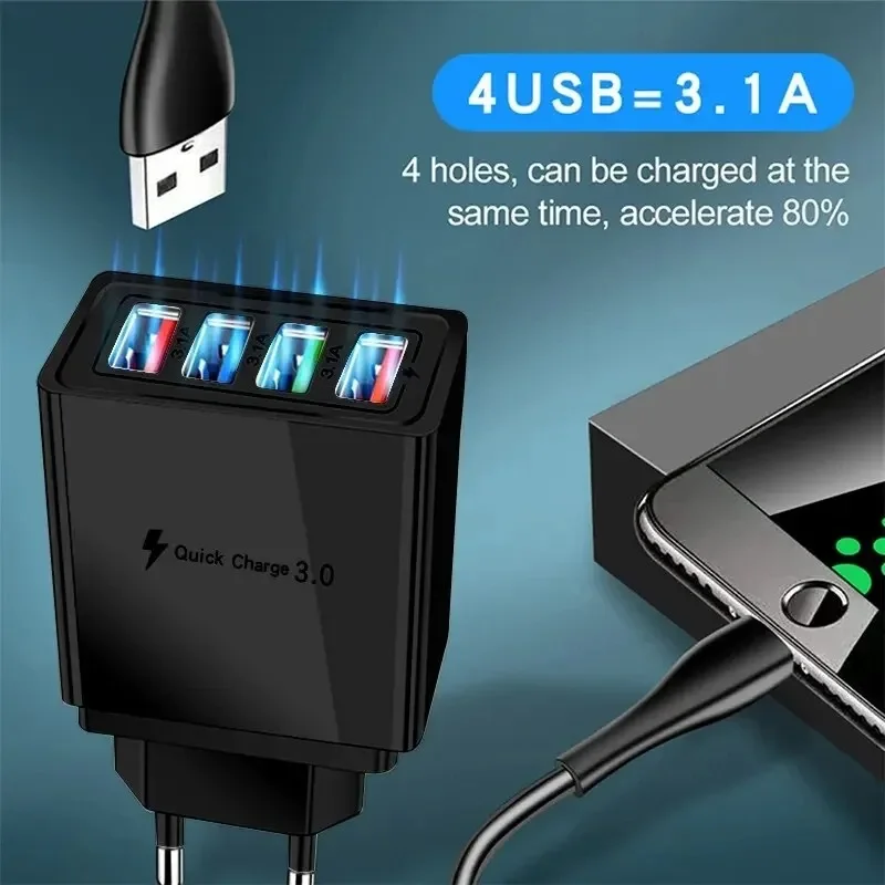 USB Charger Fast Charge 3.1 For iPhone Samsung Tablets Mobile Phone Charger Adapter EU/US/UK Plug Fast Charging 2025 New