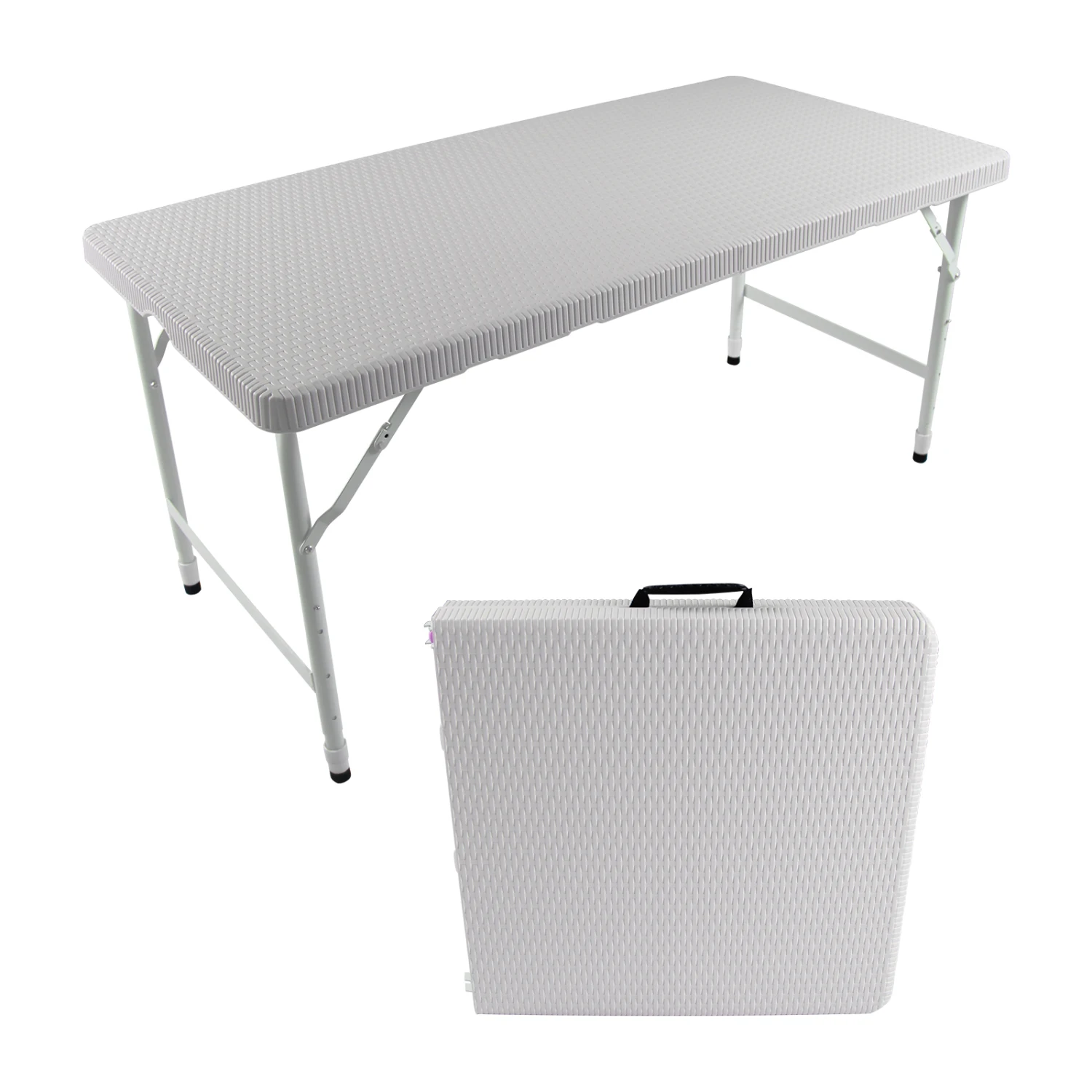 

4ft Rattan Folding Table for Indoor&Outdoor, Portable Foldable Table Rattan Plaited White