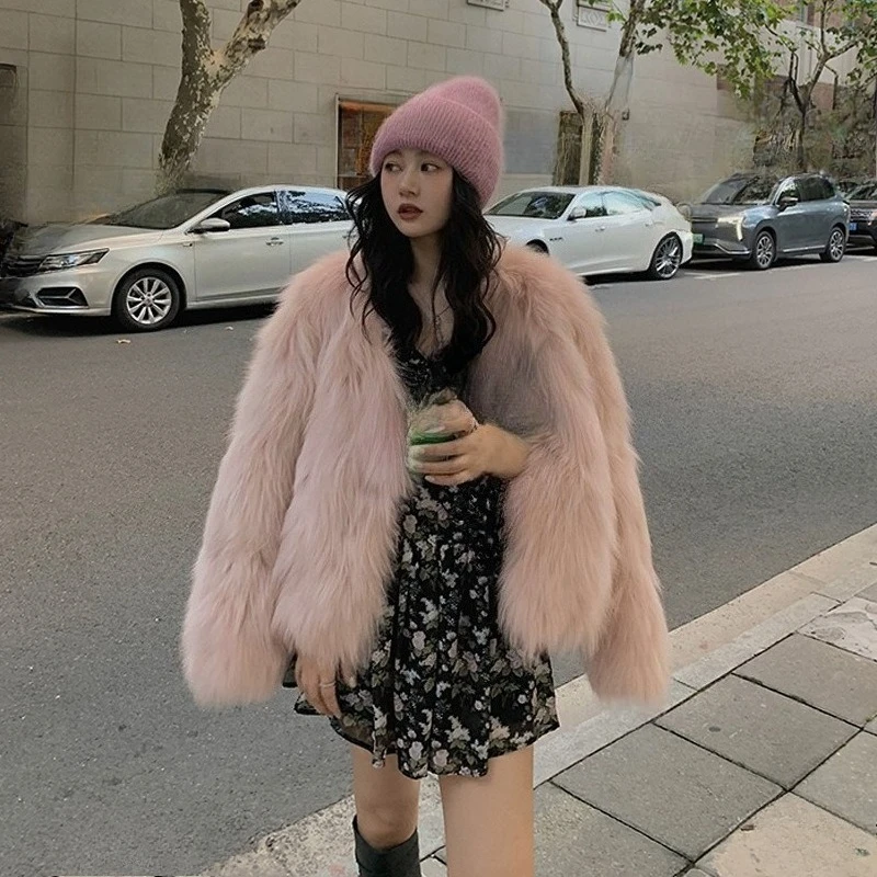 Temperamento comodo, bello e alla moda, cappotto di pelliccia di volpe caldo e delicato, nuovo cappotto corto invernale da donna