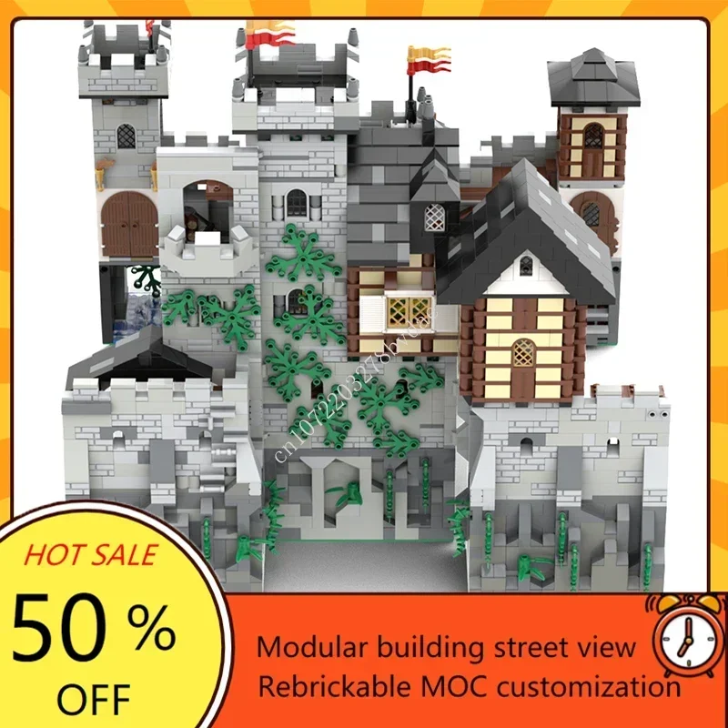 Château en pierre médiévale MOC, Architecture médiévale créative, modèle de château, Puzzle personnalisé, modèle d'assemblage, jouets, 5108 pièces