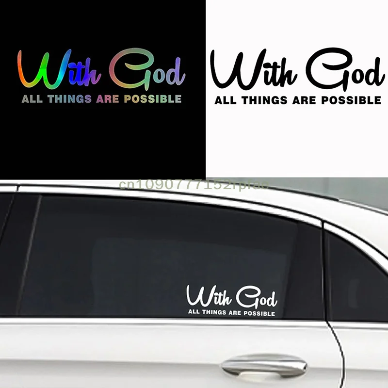 {NN72} 1 Pc With God All Things Are Possible Car Sticker Waterproof Vinyl Decal Car Accessories Decor