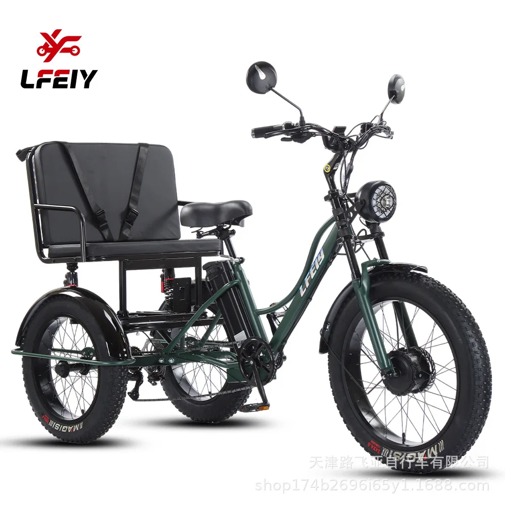 Electric Power-assisted Tricycle 24-inch Fat Tire Pedal Tricycle With Seat To Pick Up And Drop Off Children Electric Tricycle