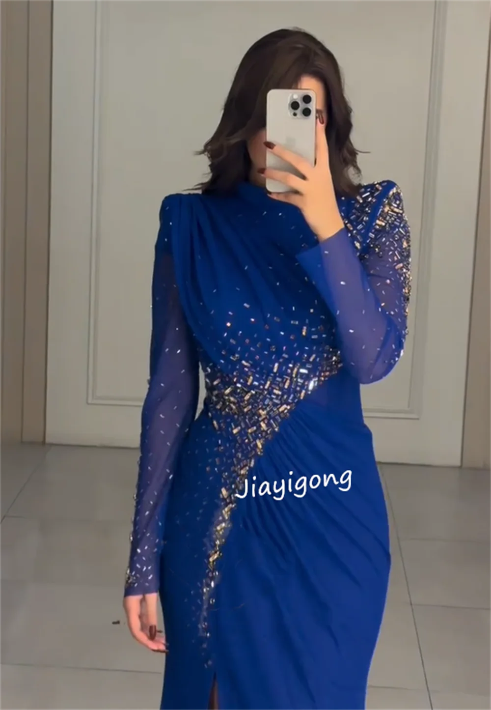 Customized Simple Jersey Sequined Straight Long Dresses Bespoke Occasion  Exquisite Chinese Style