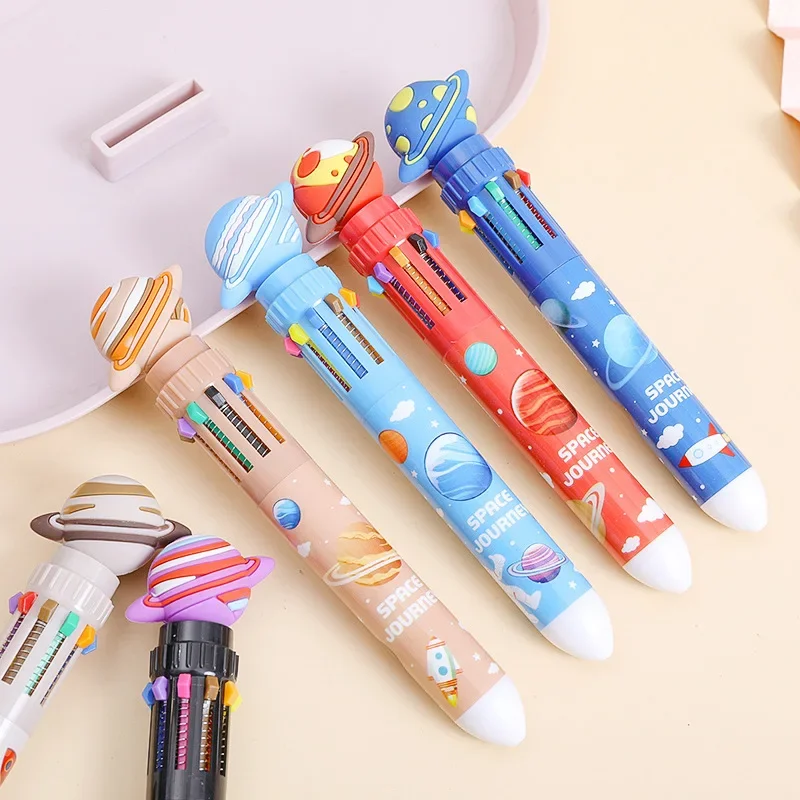 24Pcs Wholesale creative high-value happy planet ten-color ballpoint pen novelty universe series multi-color stationery pen