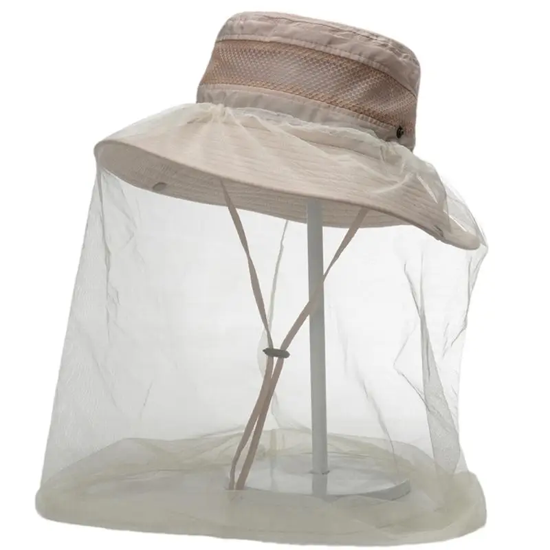 

fisherman hat with Mesh Anti mosquito Hat Outdoor Sun Protection Head Covering For Face Wide-Brim Quick-Drying Sunshade