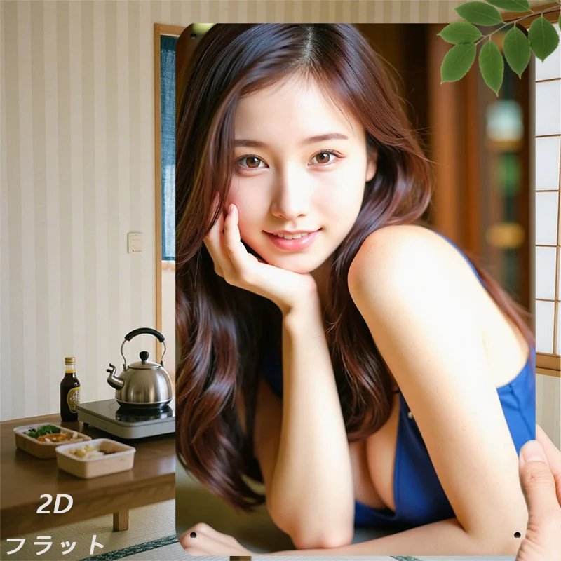 Yofuku Vintage giapponese da parete in metallo con ritratto di donna con capelli lunghi, decorazione per interni resistente agli agenti atmosferici