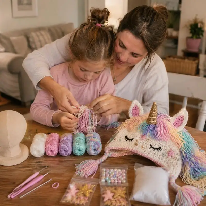 DIY Häkelset „Mystischer Wolf“ mit Kapuze, vorgeschnittenes Garn, alle Materialien enthalten, Video-Tutorial für Anfänger – Detail 5