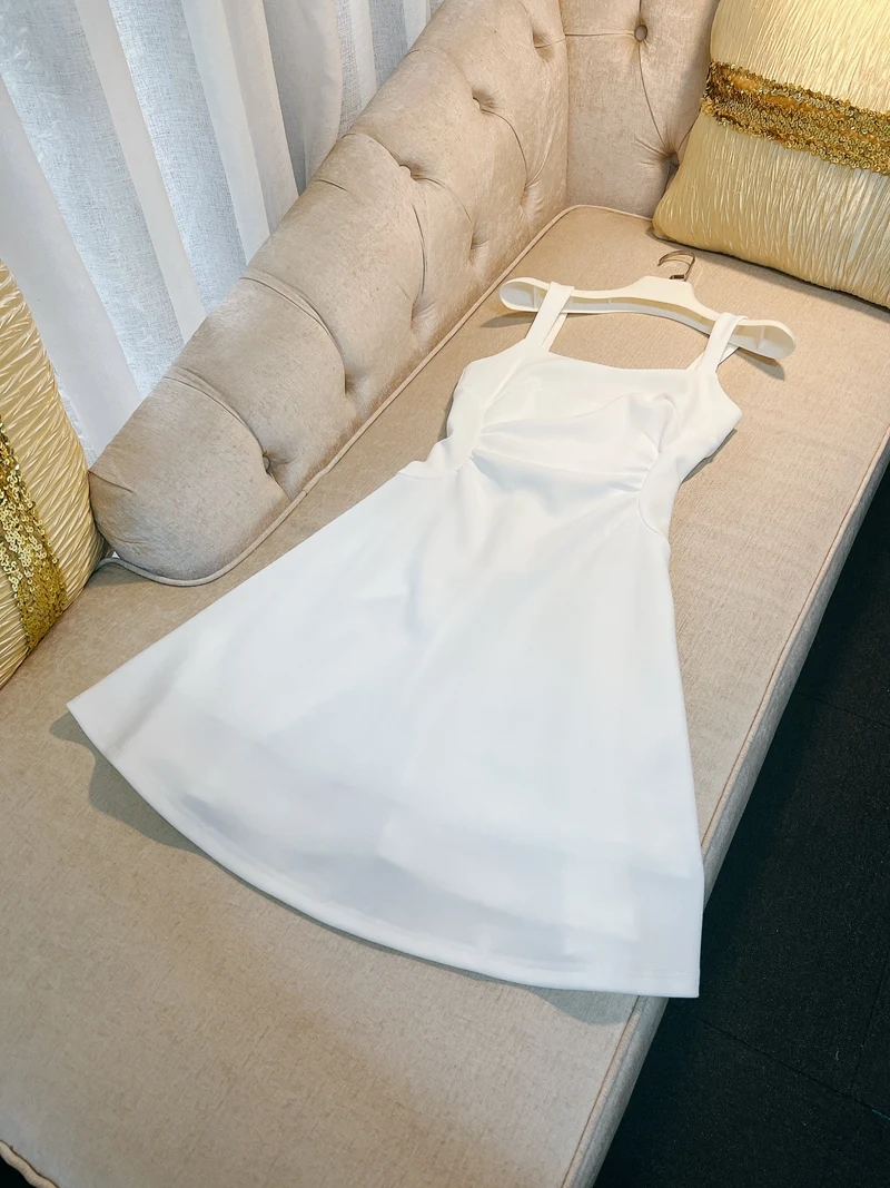 

Новое женское платье Ele White Dr с квадратным вырезом, утягивающее, с короткой юбкой, во французском стиле, с завышенной талией, А-силуэт