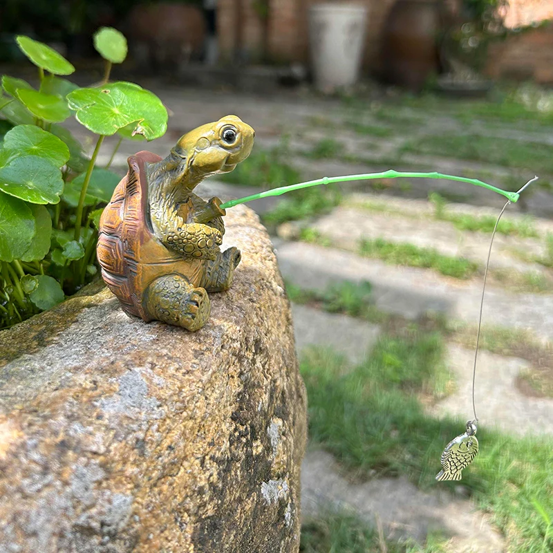 Neue Simulation Schildkröte Harz Figur Tier Skulptur Ornament Kreative Seil Angeln Schildkröte Statue Outdoor Home Garten Decor