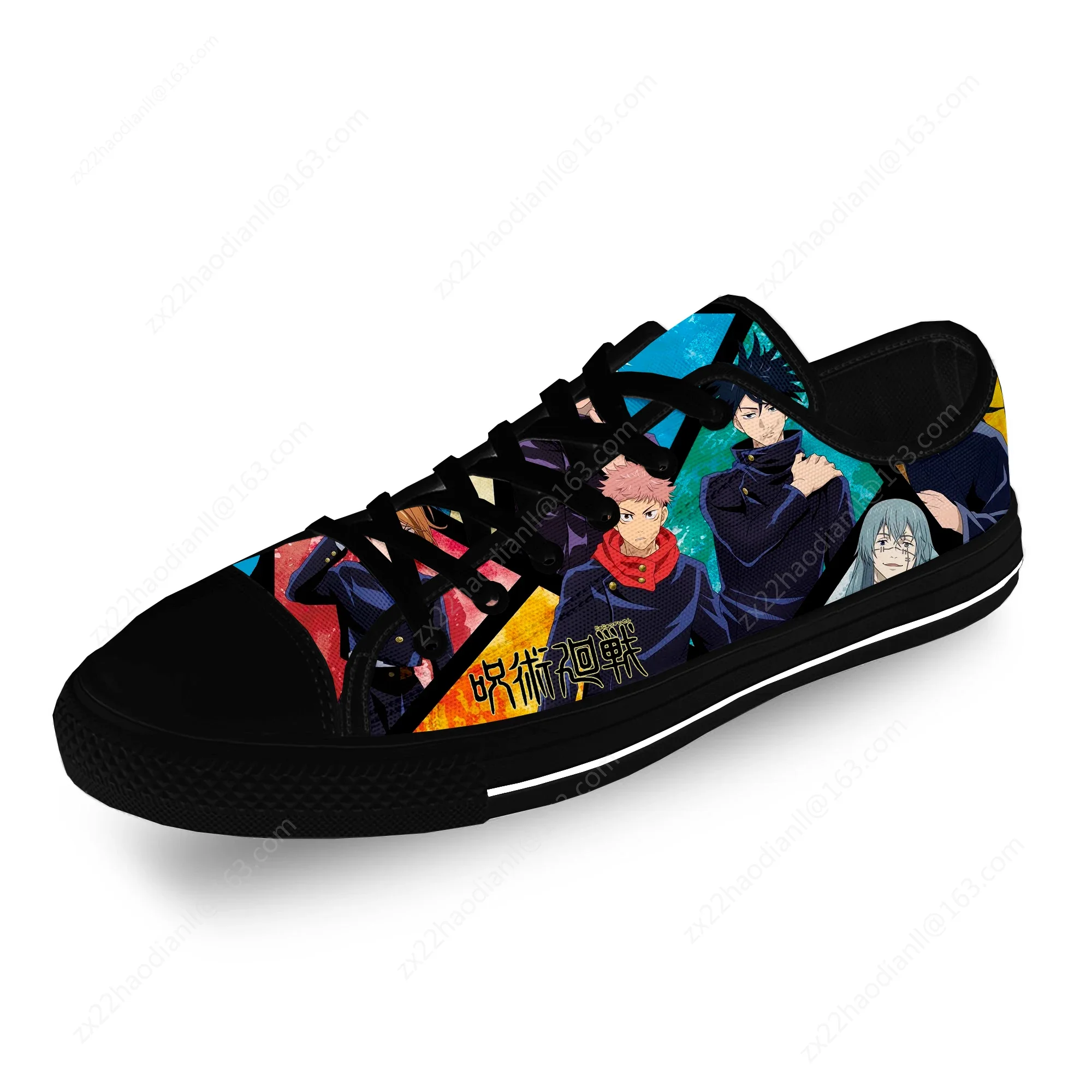 Japanese Anime Jujutsu Kaisen Gojo Satoru Casual Cloth 3D Print Low Top Canvas Fashion Shoes Men Women  Breathable Sneakers