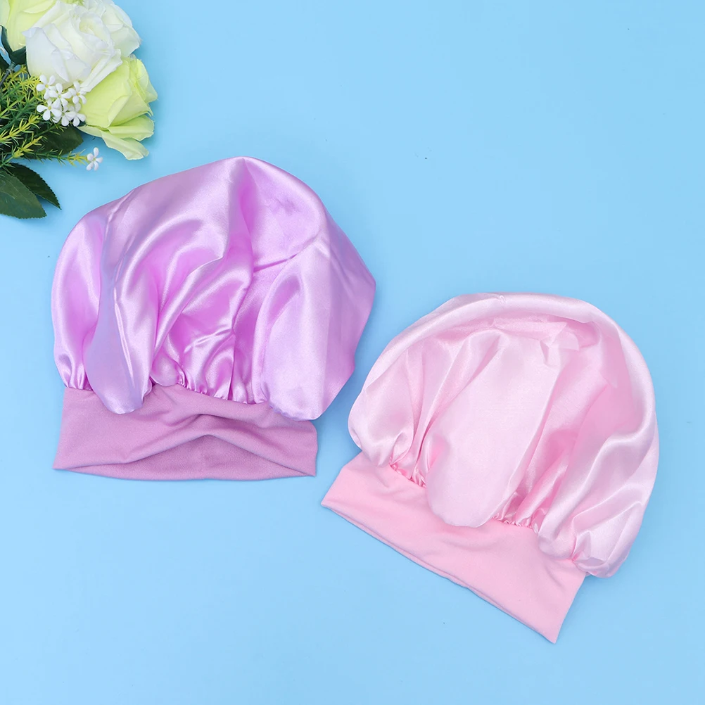

High Elastic Headband Child Hats for Women Large Satin Sleep Bonnet Sleeping Hair