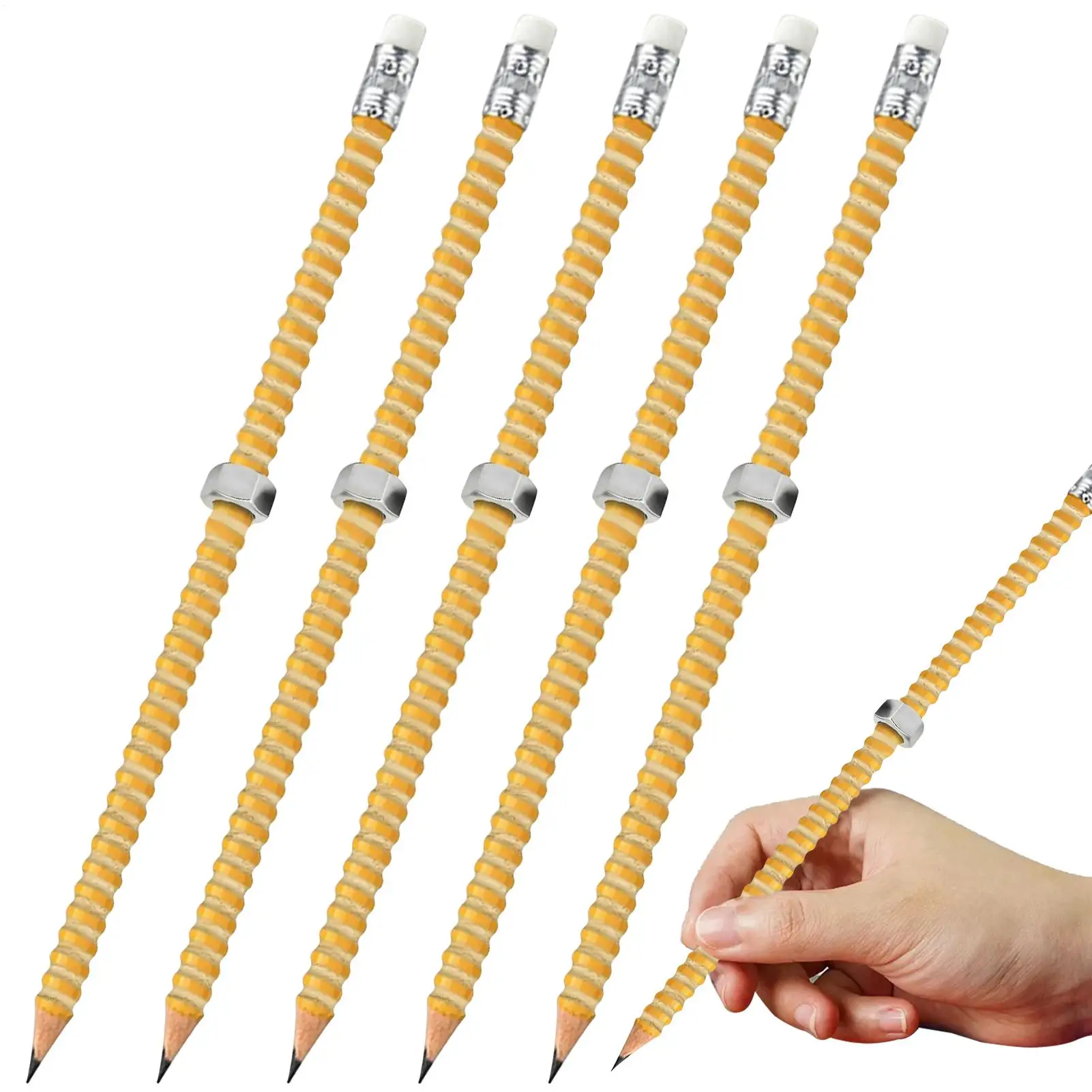 

5 Pieces Threaded Fidget Pencil Silent Stress Pens Educational Writing Pens Calming Sensory Toys ForADHD Kids Boys