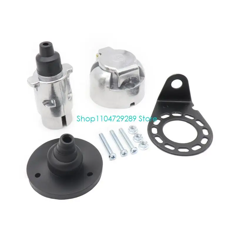 

D8KE 7 Pin Plug Adapter Trailer Connector 12V Towbar Towing Waterproof Plugs Socket
