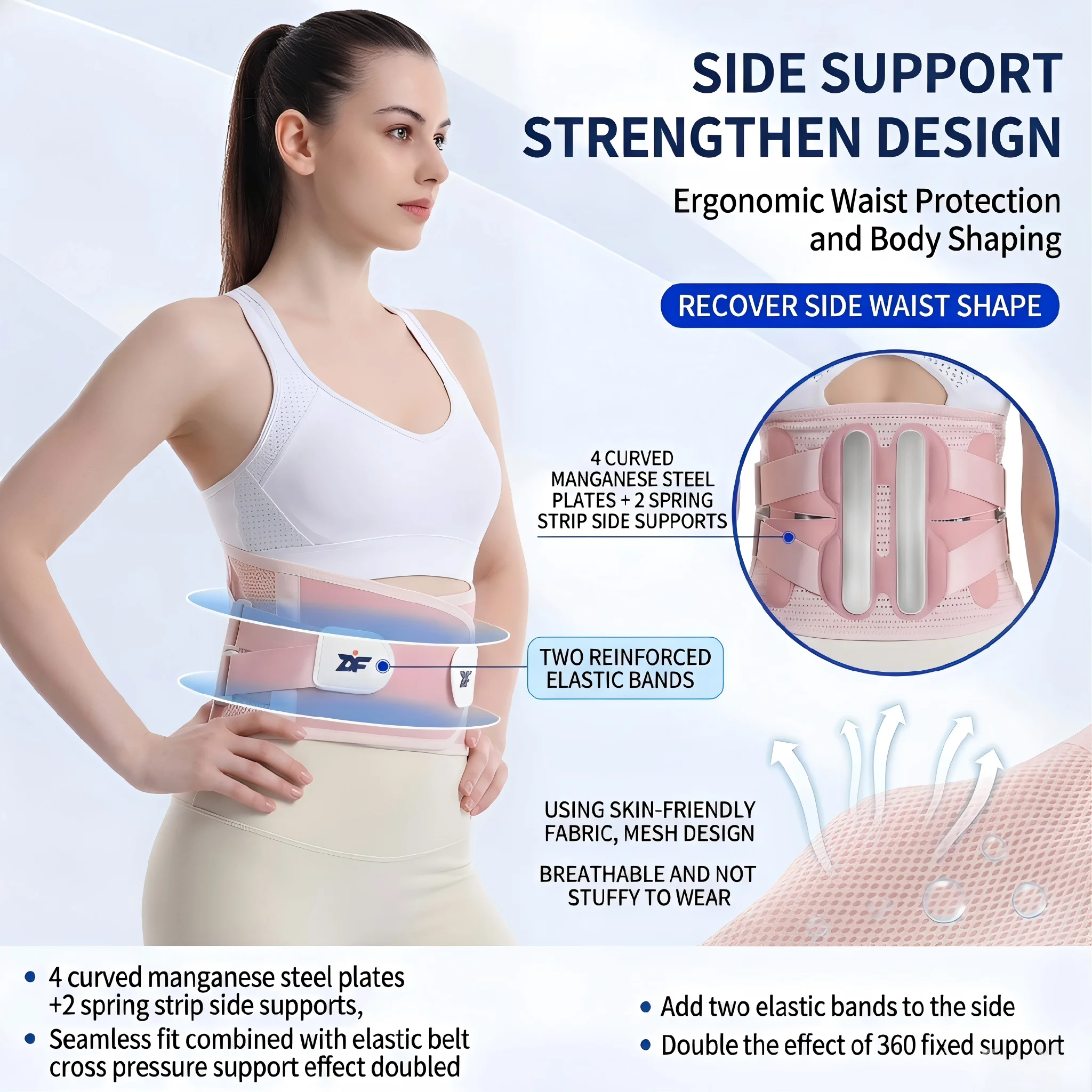 

Back Brace for Lower Back Pain Women with Bionic Support System, Adjustable Knitted Lumbar Support Belt, Breathable Mesh Design