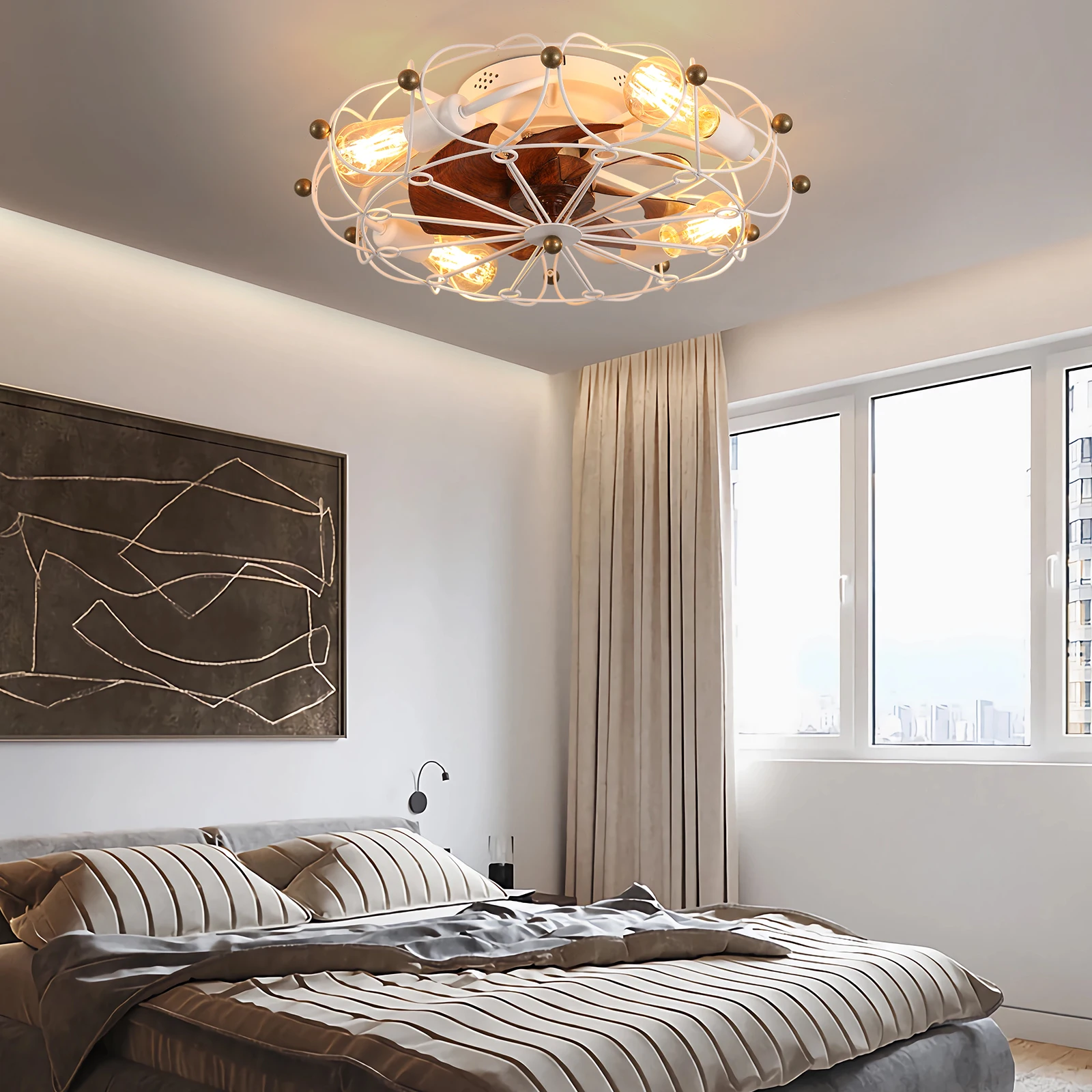 Contemporary Popular White With Lantern Ceiling Fan Farmhouse Thin Ceiling Fan Lights Ceiling Lighting Fixtures For Bedroom