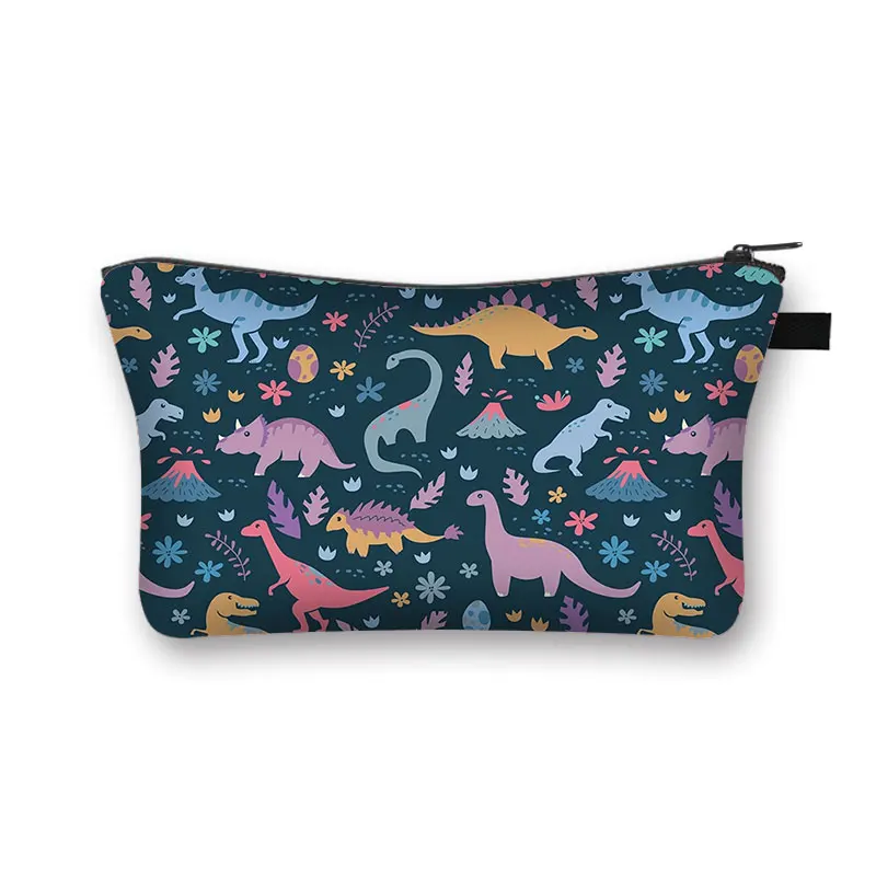 Cute Animal Dinosaur Print Cosmetic Case Women Makeup Pouch Lipstick Storage Toiletry Bags Ladies Cosmetic Washing Bag Gift