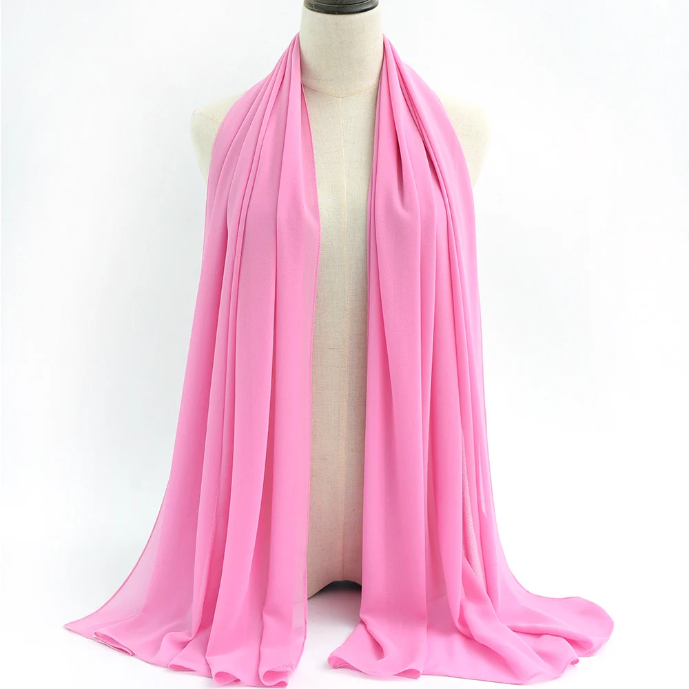 

26 Colour Malaysia Chiffon Headscarf,Ethnic Wrap Scarf,Breathable And Not Stuffy,70x170cm Long Muslim Fashion Solid Hijab