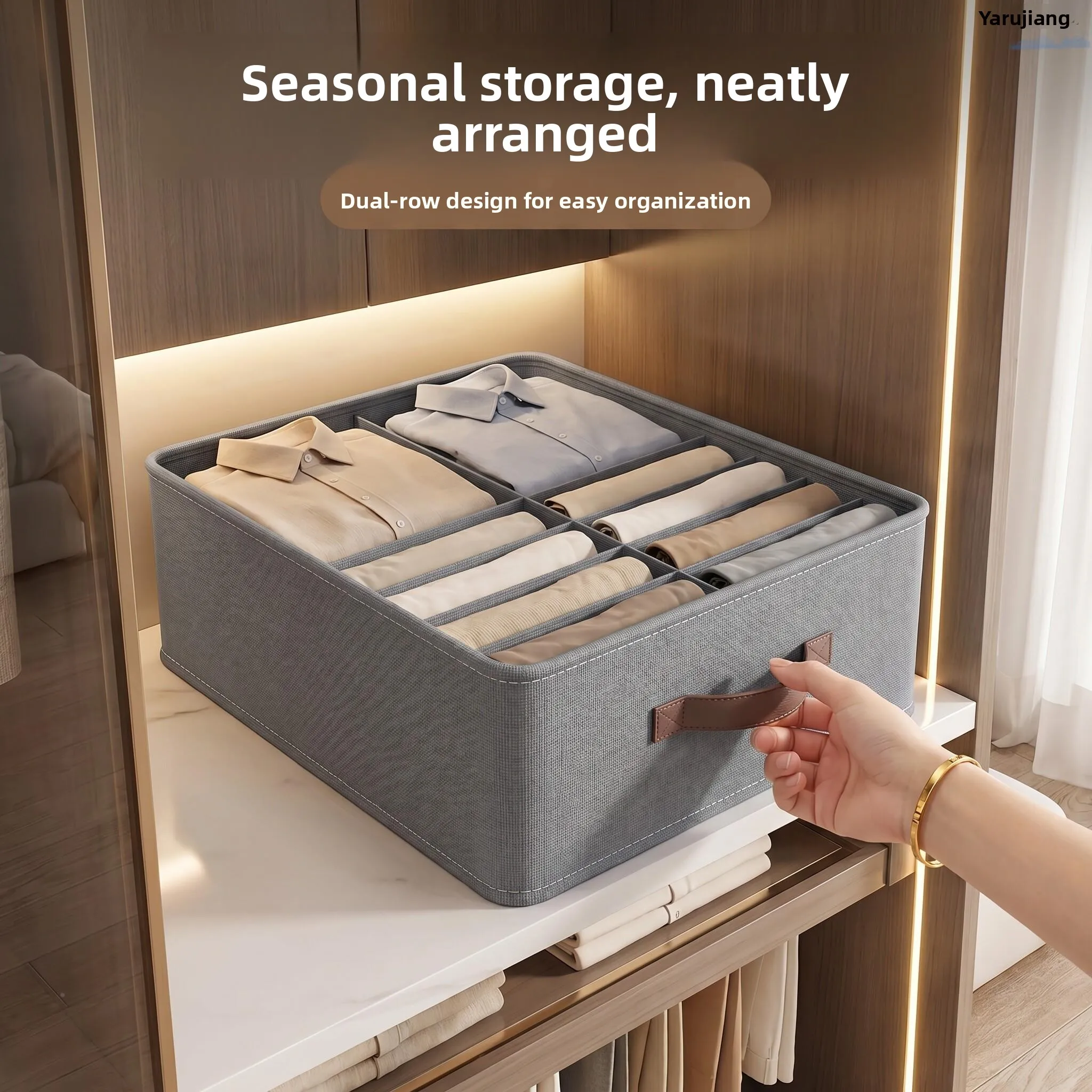 

Seasonal Clothing Organizer Box Winter Clothes Storage Solution Home Use Pants Organizer Box Divided Storage Box for Room