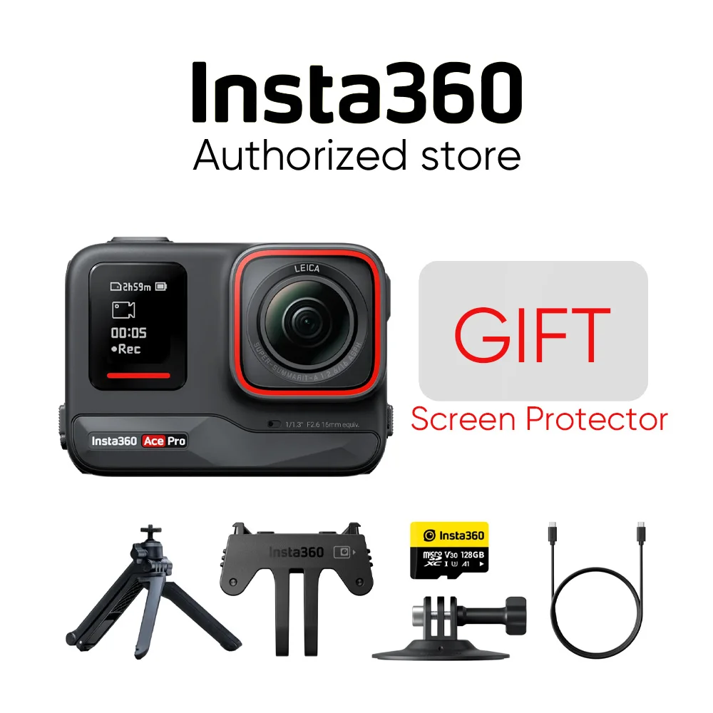 Insta360 Ace Pro Creator Kit - Waterproof Action Camera Co-Engineered with Leica, Flagship 1/1.3" Sensor and AI Noise Reduction
