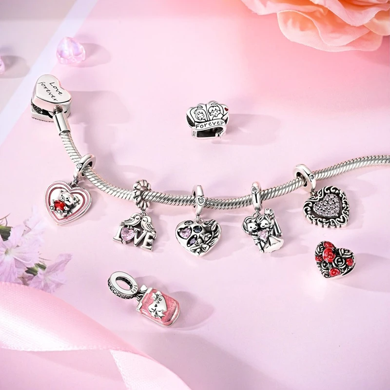 Valentine's Day Elements Couples Dangle Charm Beads for Bracelets