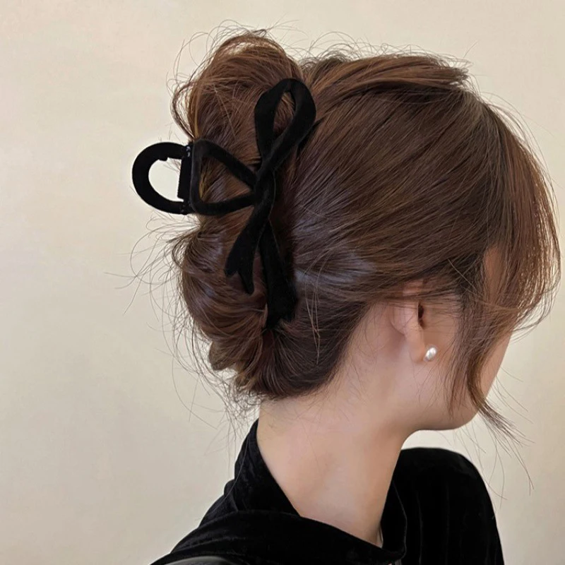 Pinzas para el pelo con lazo de terciopelo rojo para mujer, pinza para el pelo, horquilla elegante francesa, accesorios coreanos para el cabello, tocado femenino, regalo de otoño e invierno