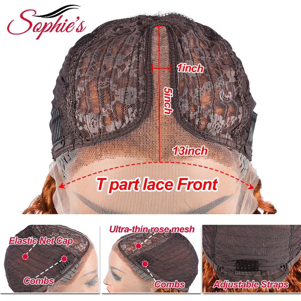 Sophies Orange T Part Lace Deep Wave Wigs 4*4 Lace Front Wig Human Hair Brazilian Hair 10-28 Inches 180% Density Wigs Remy Hair