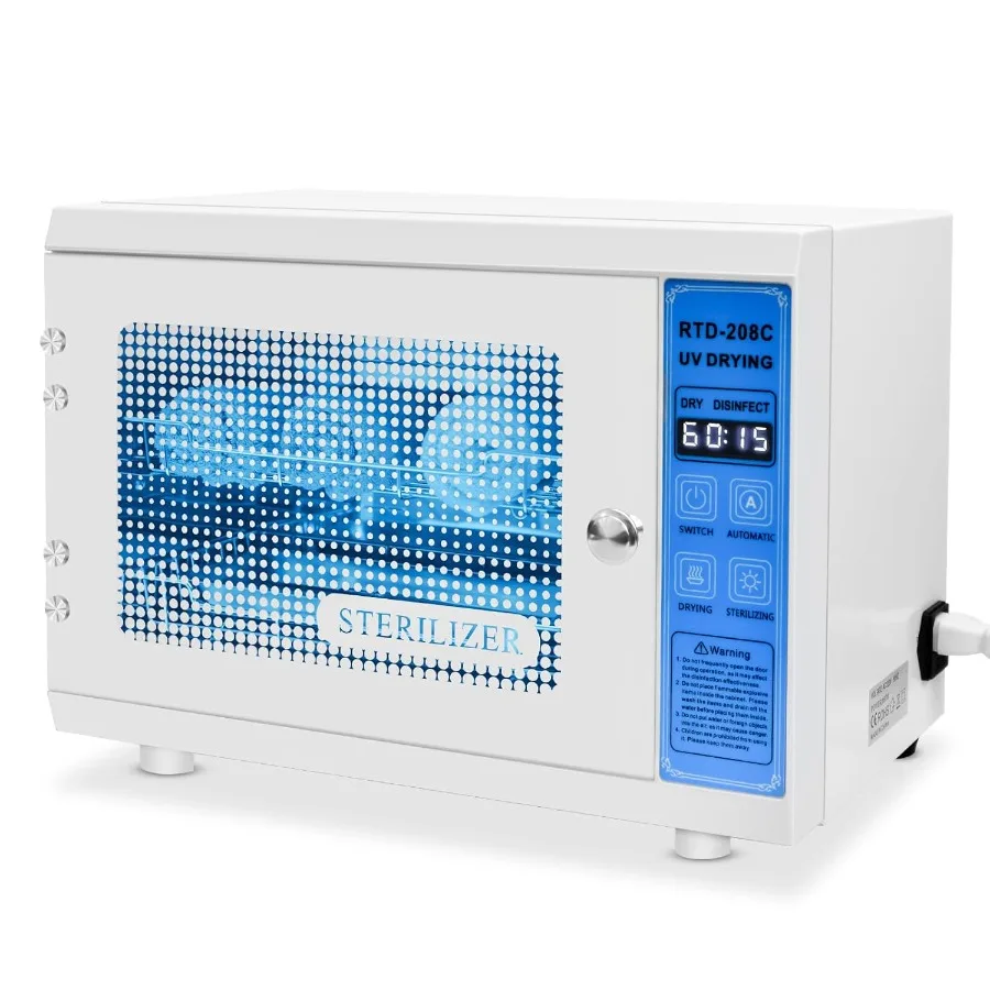 

Nail Tool Cleaning Machine: 12L MultiFunctional UV Light Nail Cleaning Box and Dryer Cabinet with Timer Setting for Manicure Bo