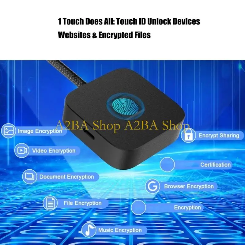 A2BA Zincs Alloy USB Fingerprints Reader USB Type C Port For Computer Fast Secure Login