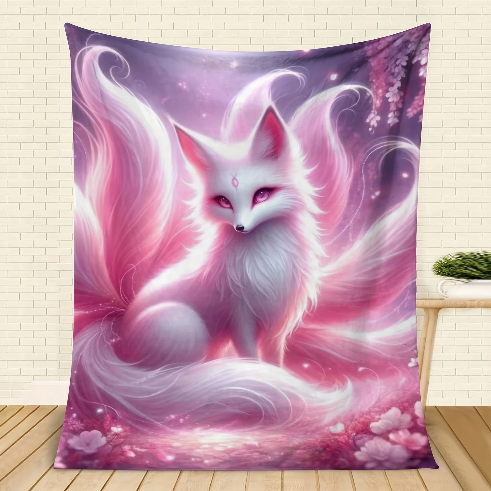 Picture 5: VIKAMA Nine Tailed Fox Illusion Color Carpet Flannel Starry Sky Anime Theme Bedroom Carpet Game Room Sofa Carpet