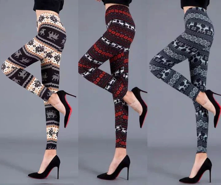 Christmas Leggings Women Tights Trouser High Waist Skinny Leggins Snowflake Elk Xmas Fitness Legging Lady Stretch Trousers Pants