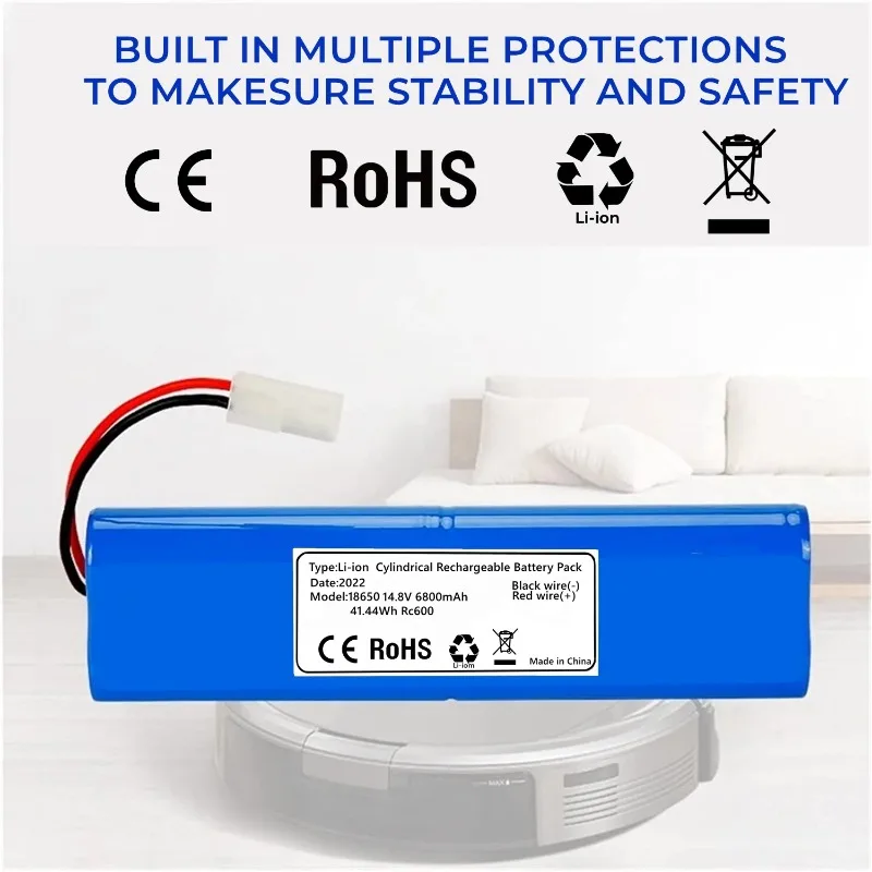 

2023 New 14.8V 6800mAh Battery Pack For Qihoo 360 S6 Rrobot Vacuum Cleaner Parts Accessories Replacement Bbattery.